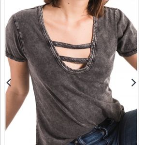 Z Supply The Washed Cotton Strappy Tee in Black